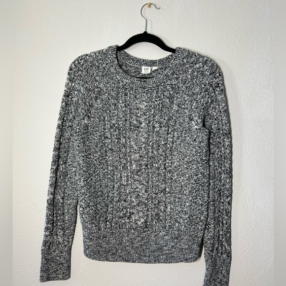 Gap marbled Long Sleeve Cable Knit Sweater Academia Crew Neck‎ Small - Picture 2 of 5
